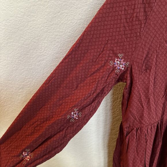 Knox Rose Embroidered Long Sleeve Boho Tassel Dress w Pockets Womens Sz Medium - Picture 6 of 9